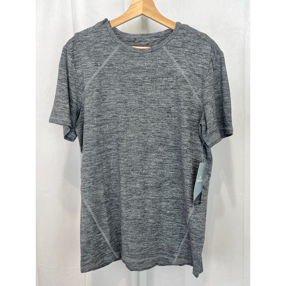 NWT SILVERTS Open Back Crew Neck Tee T Shirt SV175 Short Sleeve Heather Gray S